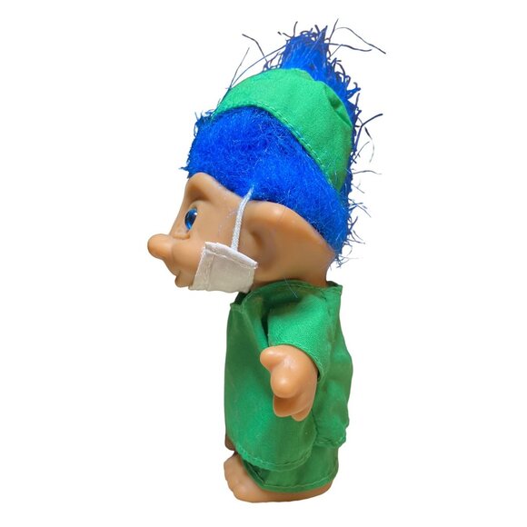 Ace Novelty Troll Retro Blue Hair Doctor Surgeon Mask Green Scrubs Doll - Picture 6 of 11